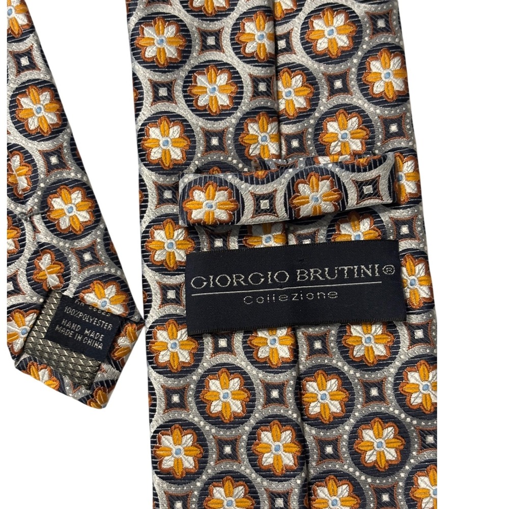Giorgio Brutini Necktie Floral Medallion Pattern Business‎ Career Tie preowned